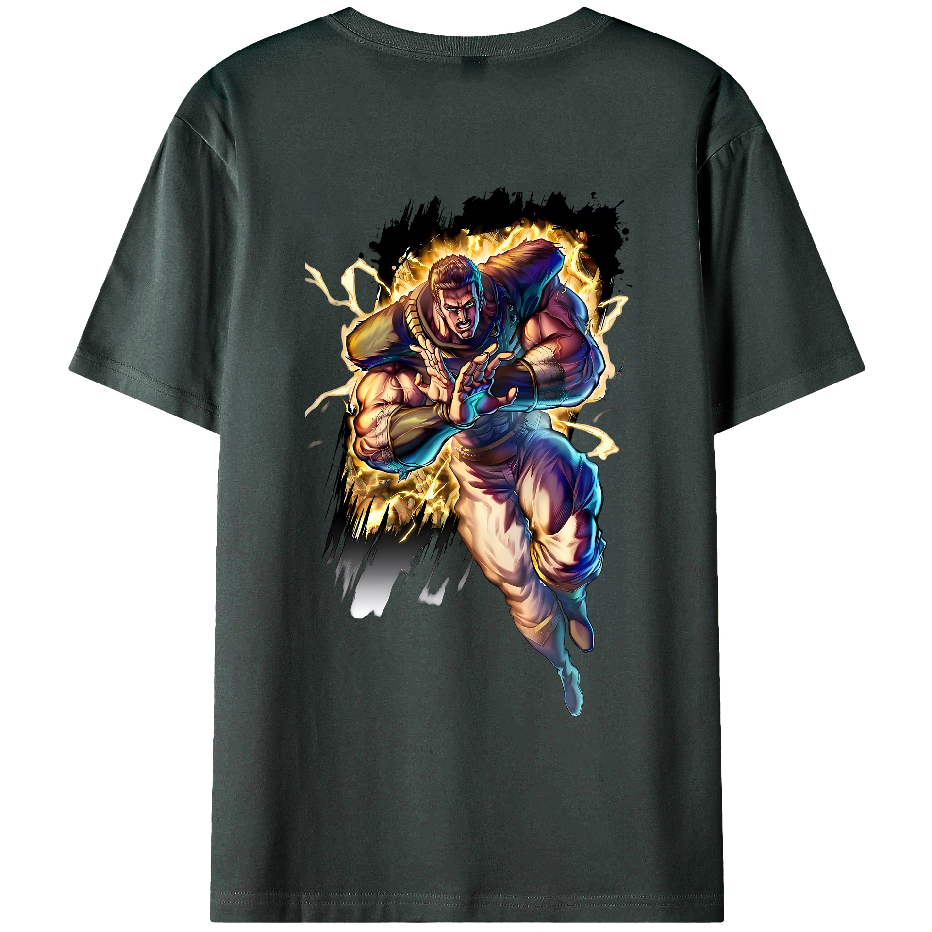 （画像用） 北斗の拳 Fist of the North Star 綿100％ メンズ半袖Tシャツ（バックプリント） 通気性